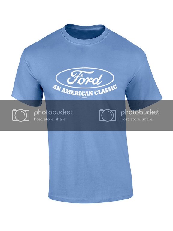 Ford Logo T-shirt American Classic Car Shirt Motor Company Car Enthusiast Tee Garage Racing Performance-Carolina Blue-XL