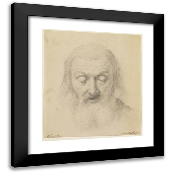 Ford Madox Brown 12x13 Black Modern Framed Museum Art Print Titled - Wycliffe Reading His Translation of the Bible - Study for the Head of Wycliffe
