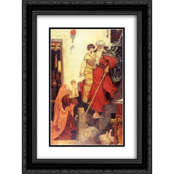 Ford Madox Brown 2x Matted 18x24 Black Ornate Framed Art Print 'Elijah restoring the Widow's Son'