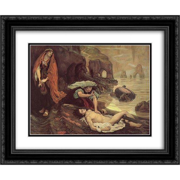 Ford Madox Brown 2x Matted 24x20 Black Ornate Framed Art Print 'Don Juan Discovered by Haydee'