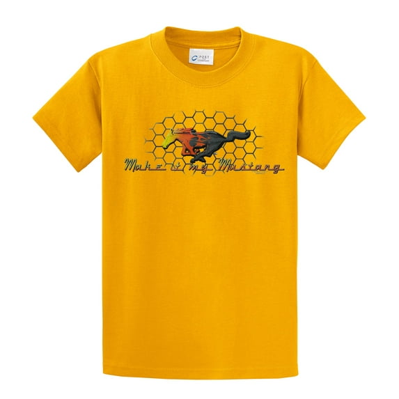 Ford Make It My Mustang Grill Background Flame Pony Ford Motors Hotrod Racing Performance Race Tee-Gold-Small