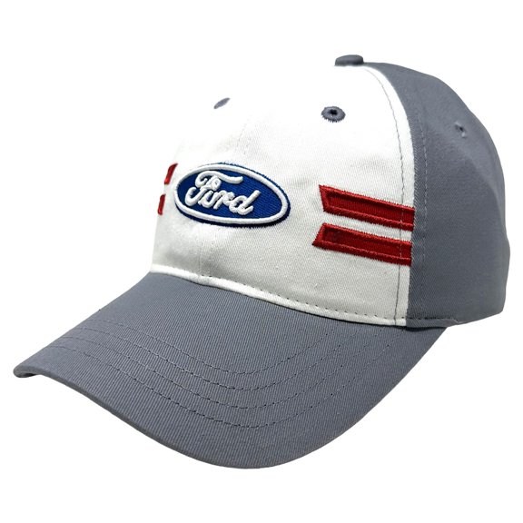 Ford Men's Officially Licensed Retro Embroidered Logo Adjustable Hat Cap in Grey