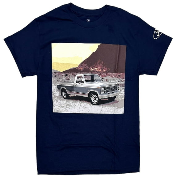 Ford Men's Officially Licensed Vintage Retro Truck Graphic Photo Tee T-Shirt (Small, Navy)