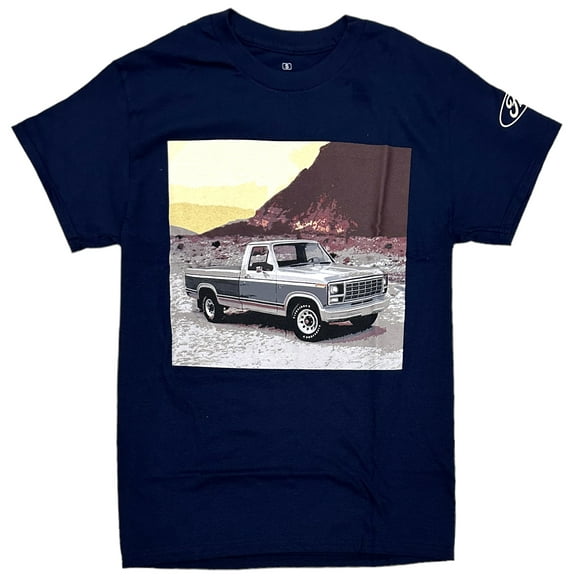 Ford Men's Officially Licensed Vintage Retro Truck Graphic Photo Tee T-Shirt (Small, Navy)