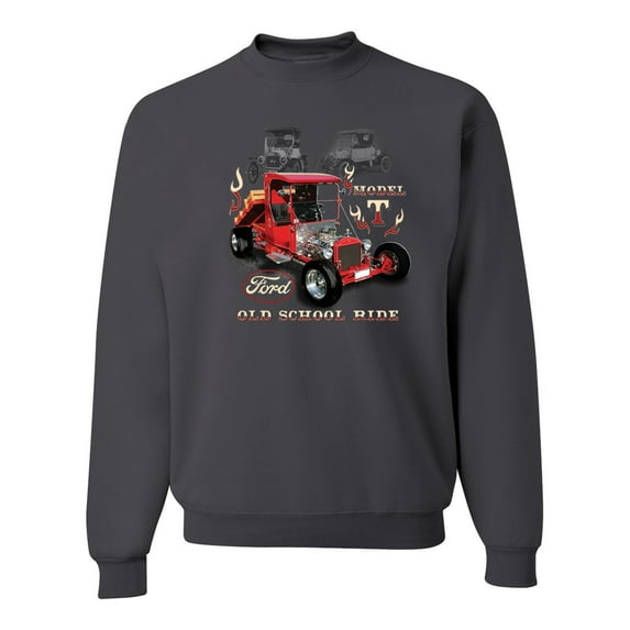 Ford Model T Roadster 1923 Old School Ride Classic Vintage | Mens Cars and Trucks Crewneck Graphic Sweatshirt, Charcoal, Large