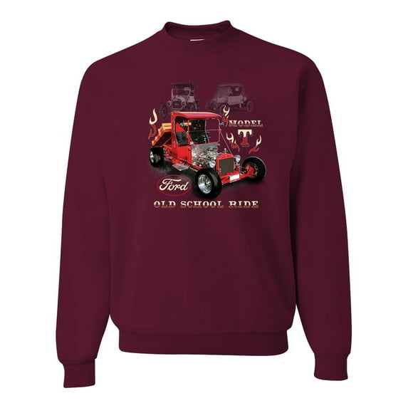Ford Model T Roadster 1923 Old School Ride Classic Vintage | Mens Cars and Trucks Crewneck Graphic Sweatshirt, Maroon, Large