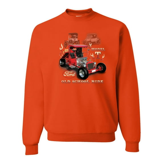 Ford Model T Roadster 1923 Old School Ride Classic Vintage | Mens Cars and Trucks Crewneck Graphic Sweatshirt, Orange, Large