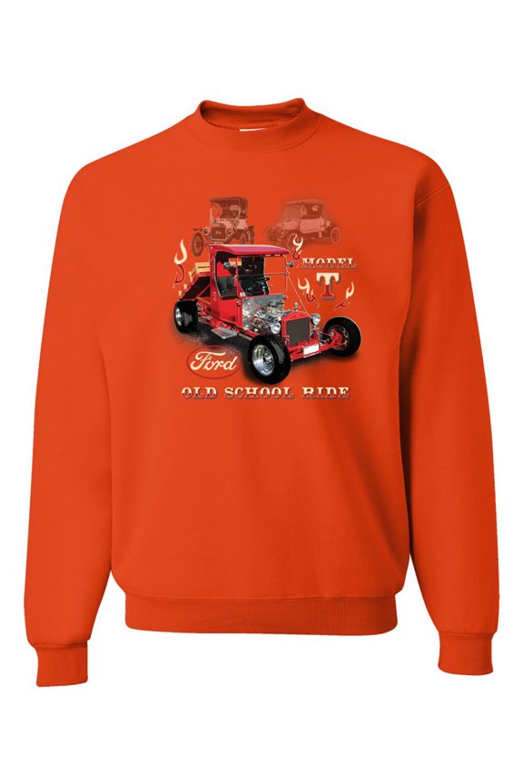 Ford Model T Roadster 1923 Old School Ride Classic Vintage | Mens Cars and Trucks Crewneck Graphic Sweatshirt, Orange, Small
