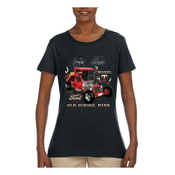 Ford Model T Roadster 1923 Old School Ride Classic Vintage | Womens Cars and Trucks Graphic T-Shirt, Black, Small