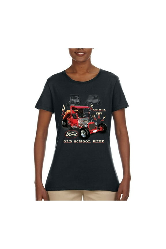 Ford Model T Roadster 1923 Old School Ride Classic Vintage | Womens Cars and Trucks Graphic T-Shirt, Black, Small