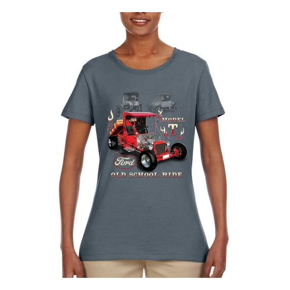 Ford Model T Roadster 1923 Old School Ride Classic Vintage | Womens Cars and Trucks Graphic T-Shirt, Charcoal, X-Large