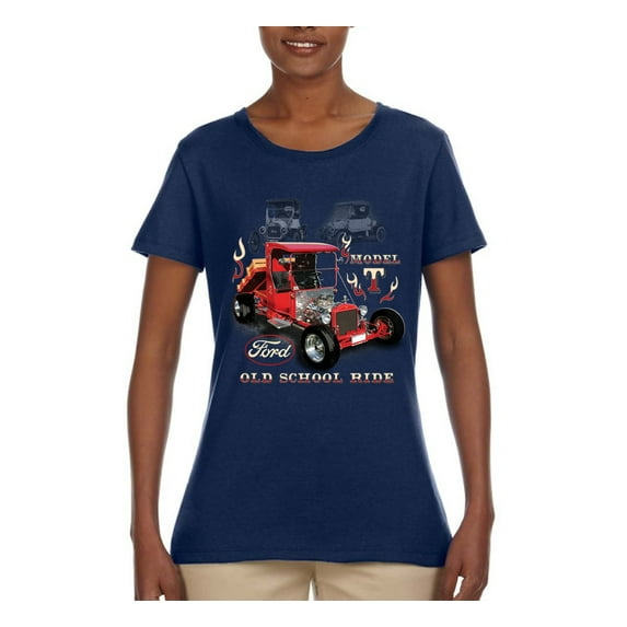 Ford Model T Roadster 1923 Old School Ride Classic Vintage | Womens Cars and Trucks Graphic T-Shirt, Navy, Small