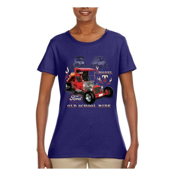 Ford Model T Roadster 1923 Old School Ride Classic Vintage | Womens Cars and Trucks Graphic T-Shirt, Purple, 2XL