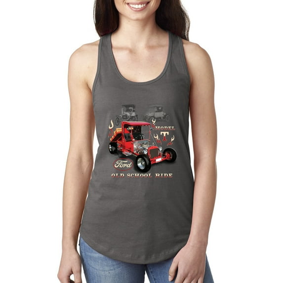 Ford Model T Roadster 1923 Old School Ride Classic Vintage | Womens Cars and Trucks Jersey Racerback Tank Top, Dark Grey, Small