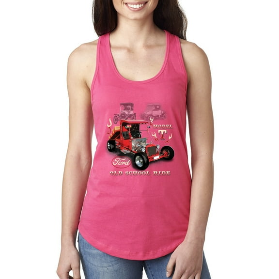 Ford Model T Roadster 1923 Old School Ride Classic Vintage | Womens Cars and Trucks Jersey Racerback Tank Top, Hot Pink, Large