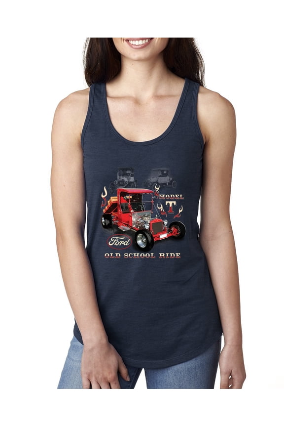 Ford Model T Roadster 1923 Old School Ride Classic Vintage | Womens Cars and Trucks Jersey Racerback Tank Top, Navy, Large