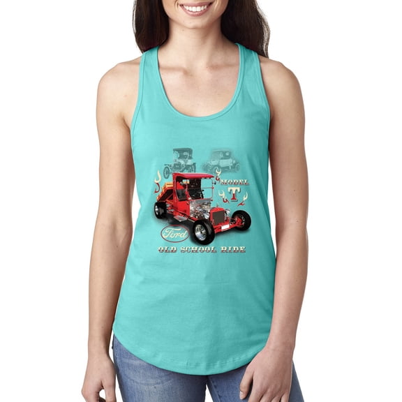 Ford Model T Roadster 1923 Old School Ride Classic Vintage | Womens Cars and Trucks Jersey Racerback Tank Top, Tahiti Blue, Medium