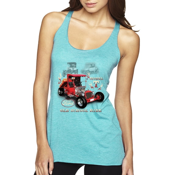 Ford Model T Roadster 1923 Old School Ride Classic Vintage | Womens Cars and Trucks Premium Tri-Blend Racerback Tank Top, Tahiti Blue, Medium