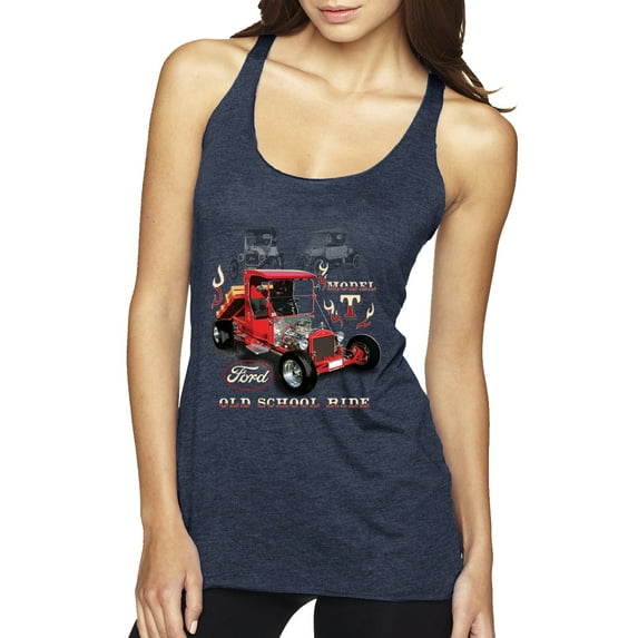Ford Model T Roadster 1923 Old School Ride Classic Vintage | Womens Cars and Trucks Premium Tri-Blend Racerback Tank Top, Vintage Navy, Medium