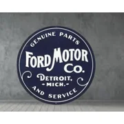 Ford Moter Co Pure Porcelain Enamel Heavy Metal Sign 30 Inches Double Side