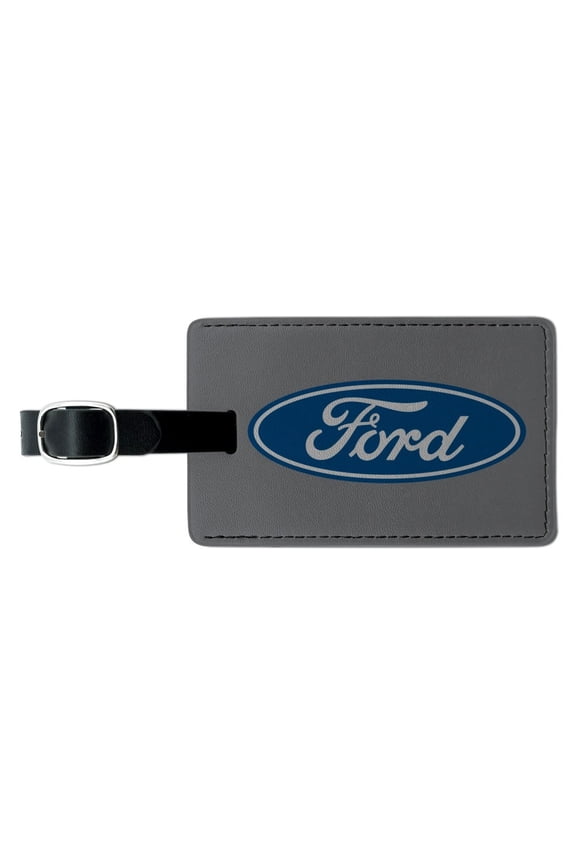 Ford Motor Company Blue Oval Logo Rectangle Leather Luggage Card Suitcase Carry-On ID Tag