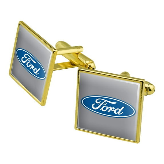Ford Motor Company Blue Oval Logo Square Cufflink Set - Silver or Gold