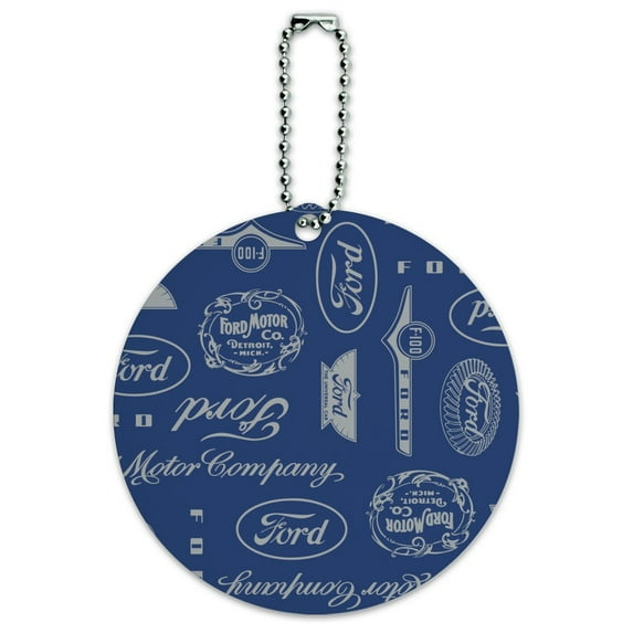 Ford Motor Company Logo Pattern Round Luggage ID Tag Card Suitcase Carry-On