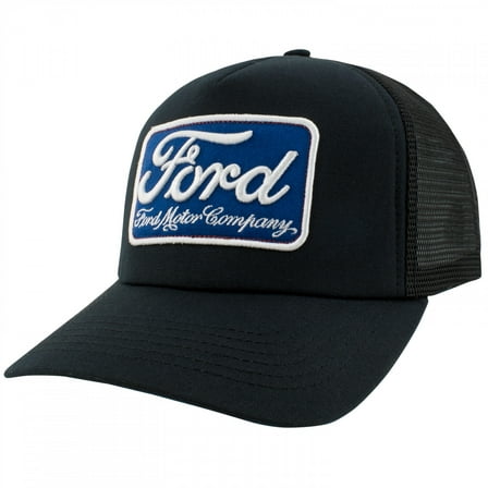 Ford Motor Company Men's Trucker Hat 3D Embroidered Patch Snapback Cap (Dark Navy)