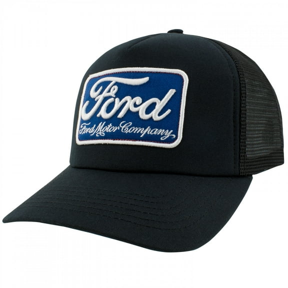 Ford Motor Company Men's Trucker Hat 3D Embroidered Patch Snapback Cap (Dark Navy)
