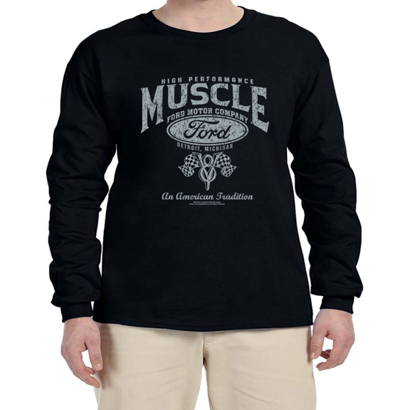 Ford Muscle Car Guy Car Show Mustang Ford T-shirt Mens Graphic Tees Long Sleeve Tee Shirt