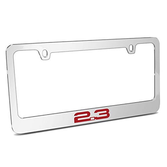 Ford Mustang 2.3L EcoBoost Red in 3D American-Made Mirror Chrome Metal License Plate Frame