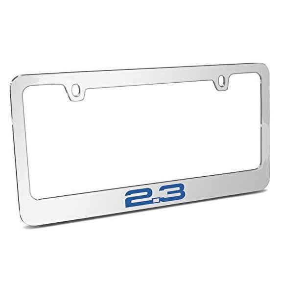 Ford Mustang 2.3L EcoBoost Blue in 3D American-Made Mirror Chrome Metal License Plate Frame