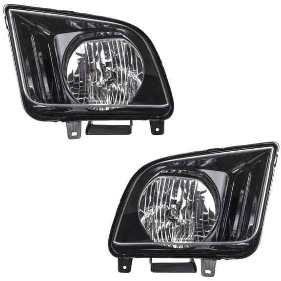 For Ford Mustang 2005 06 07 08 2009 Headlight Assembly Driver and Passenger Side | Pair | Composite Type | Replacement For FO2502231, FO2503231 | 7R3Z13008D, 7R3Z13008C