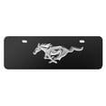 thumbnail image 1 of Ford Mustang 3D Logo 12" x 4.25" European Look Black Half-Size Stainless Steel License Plate, 1 of 5