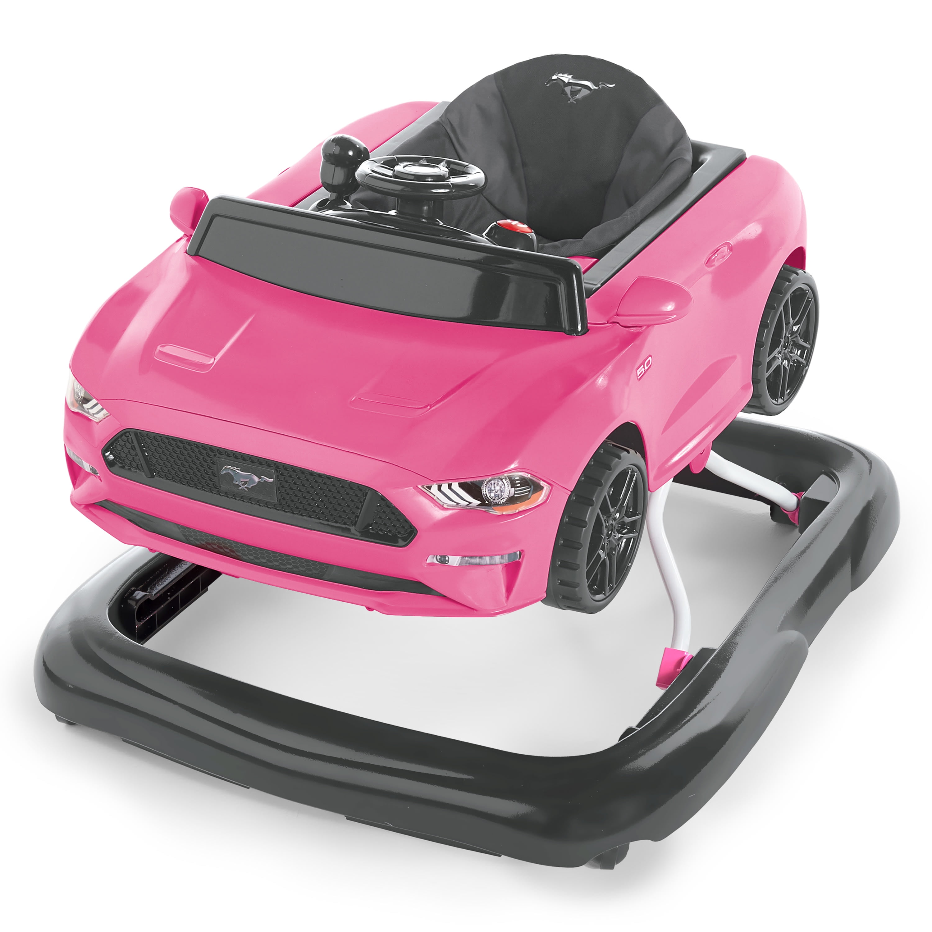 Steering Toy, Baby Push Activity Ford Pink Removable Mustang & with Wheel Unisex Center Infant, Walker 4-in-1