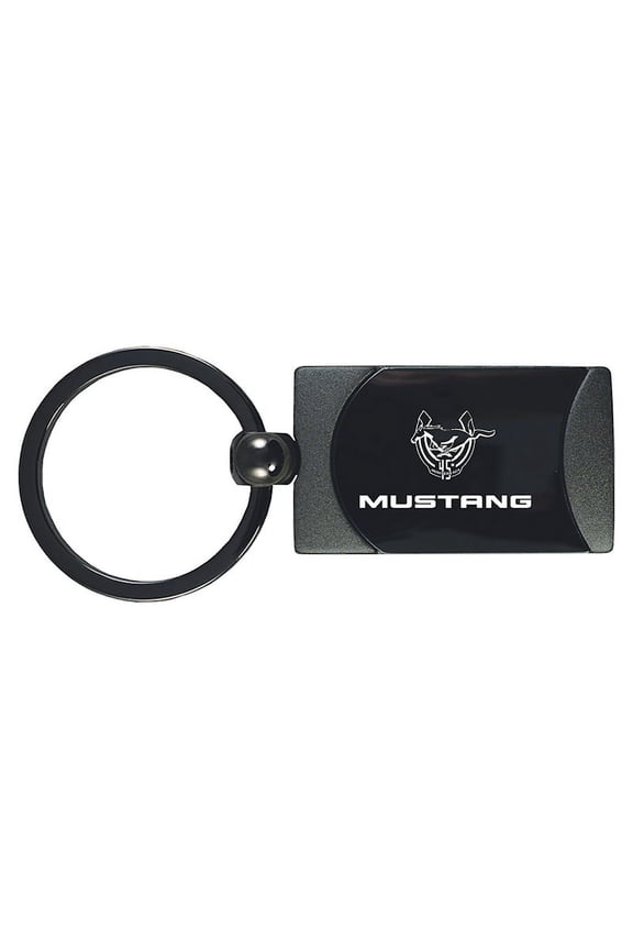 Ford Mustang 45th Anniversary Two-Tone Rectangular Key Chain (Gun Metal)