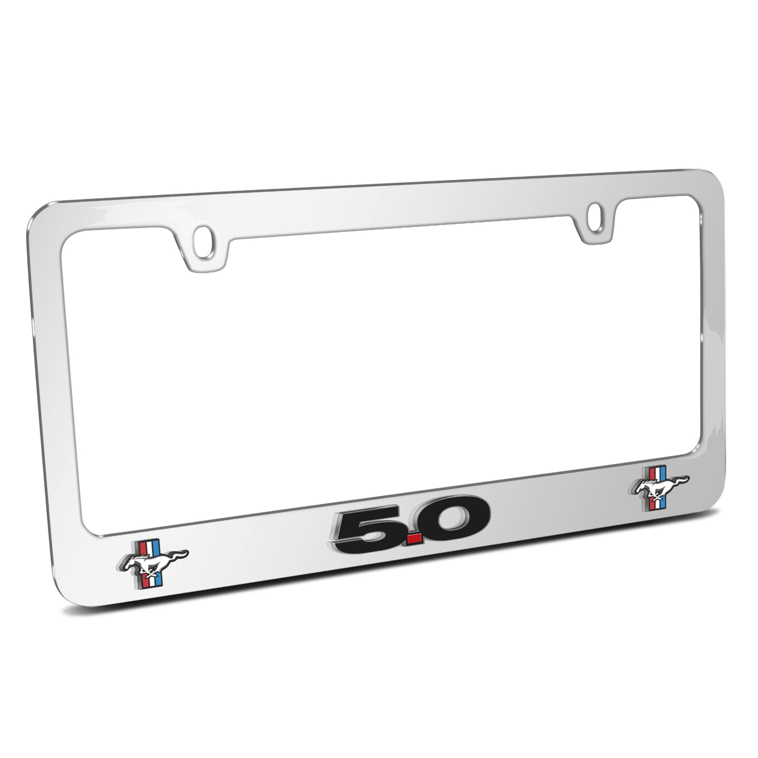 Ford Mustang 5.0 Dual Logo in 3D American-Made Mirror Chrome Metal License  Plate Frame - Walmart.com, image size:1500x1500