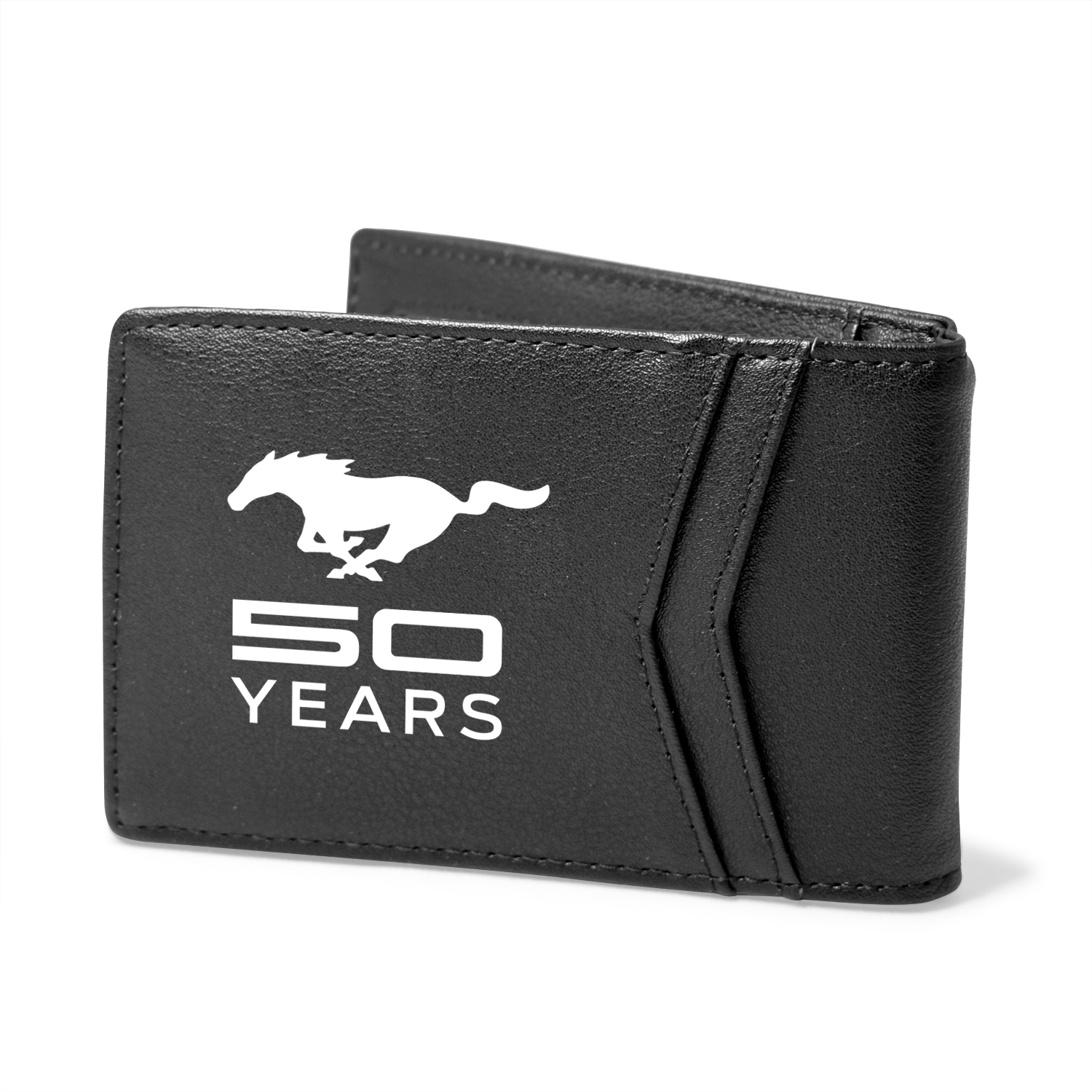 IPick Image Ford Mustang Bi-fold Wallet - Slim RFID-Blocking PU Leather Men's Wallet With Money Clip & Card Slots