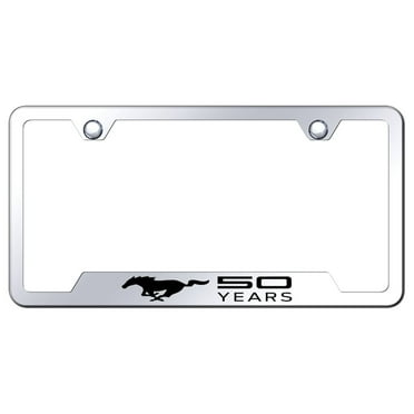 Ford Mustang 50 Years Laser Etched Logo Cut-Out License Plate Frame (Chrome)