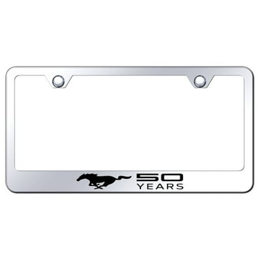 Ford Mustang 50 Years Laser Etched Logo Stainless Steel License Plate Frame (Chrome)