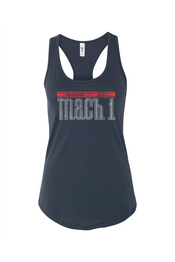 Ford Mustang 50 Years Mustang Mach 1 Women's Athletic Racerback Tank Top-Indigo-medium