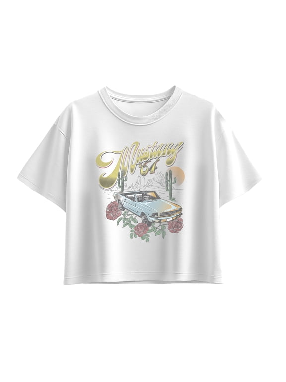 - Mustang 64 Girls' Short Sleeve Boxy Graphic T-Shirt