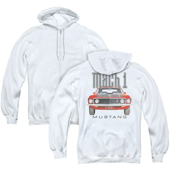 Ford Mustang 69 Mach 1 (Front Back Print) Adult Zipper Hoodie Sweatshirt White
