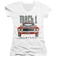 thumbnail image 1 of Ford Mustang 69 Mach 1 Junior Women's V-Neck T-Shirt White, 1 of 1