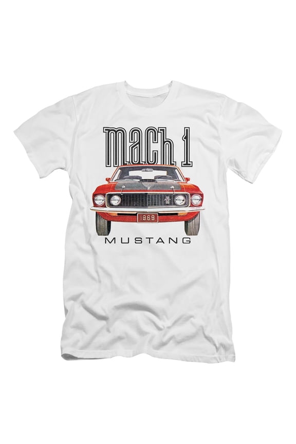 Ford Mustang 69 Mach 1 S/S Adult 30/1 T-Shirt White