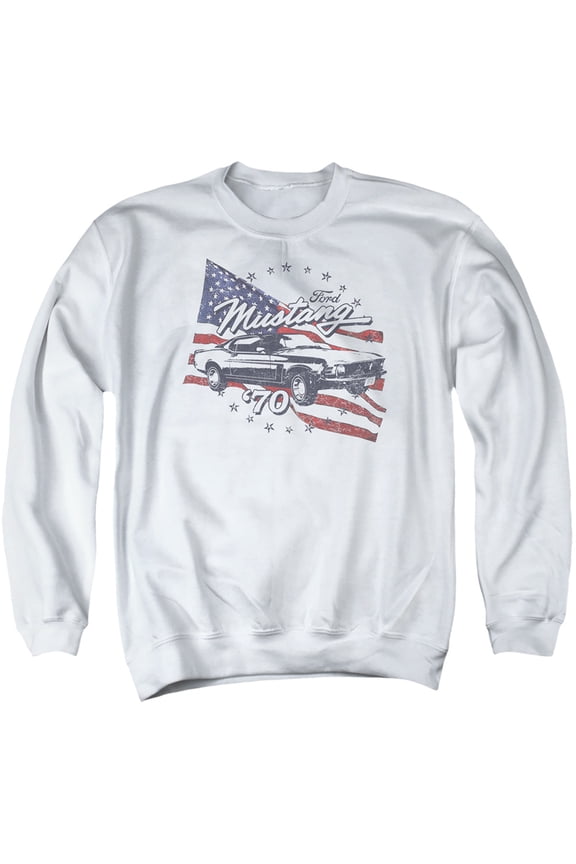 Ford Mustang 70 Mustang Adult Crewneck Sweatshirt White