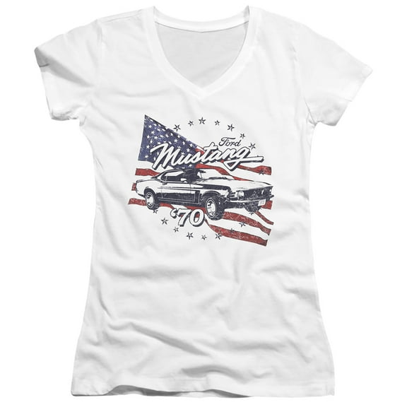 Ford Mustang 70 Mustang Junior Women's V-Neck T-Shirt White