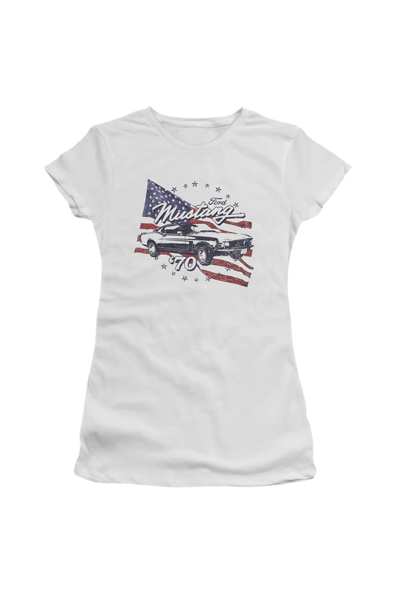 Ford Mustang 70 Mustang S/S Junior Women's T-Shirt Sheer White