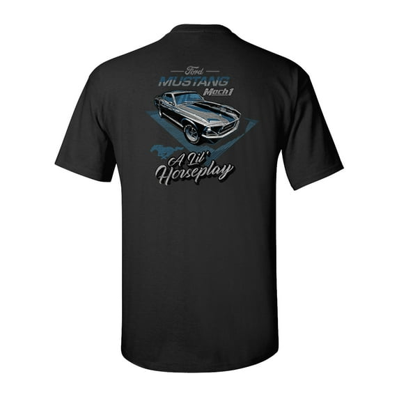 Ford Mustang A Lil' Horseplay Mach 1 Car Adult Unisex Short Sleeve T-shirt, Black- 4XL