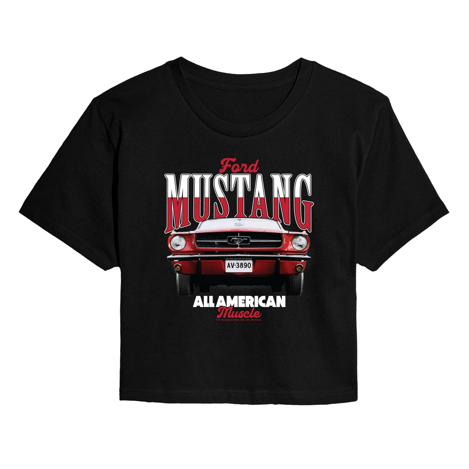 Ford - Mustang All American Muscle - Juniors Cropped Graphic T-Shirt